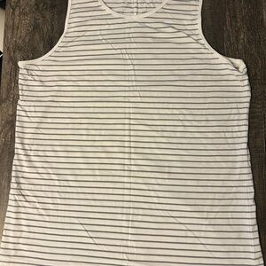 lululemon athletica White and Gray Striped Tank Top